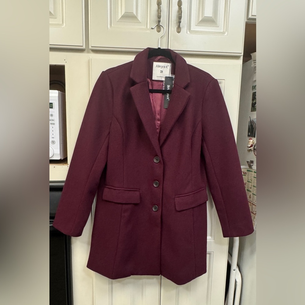 Allegra K Women's Burgundy/Deep Plum Coat